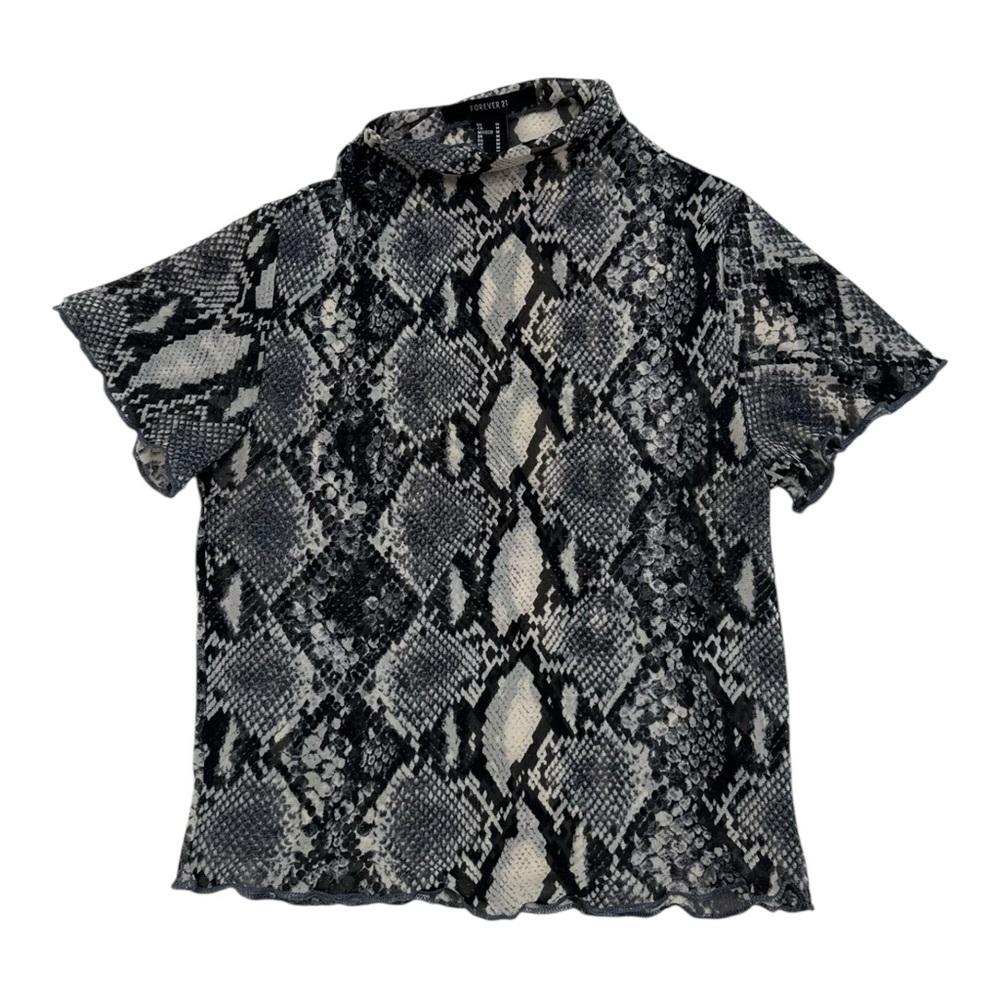 Forever 21 Snakeskin Print Mesh Top Sheer - Size Medium